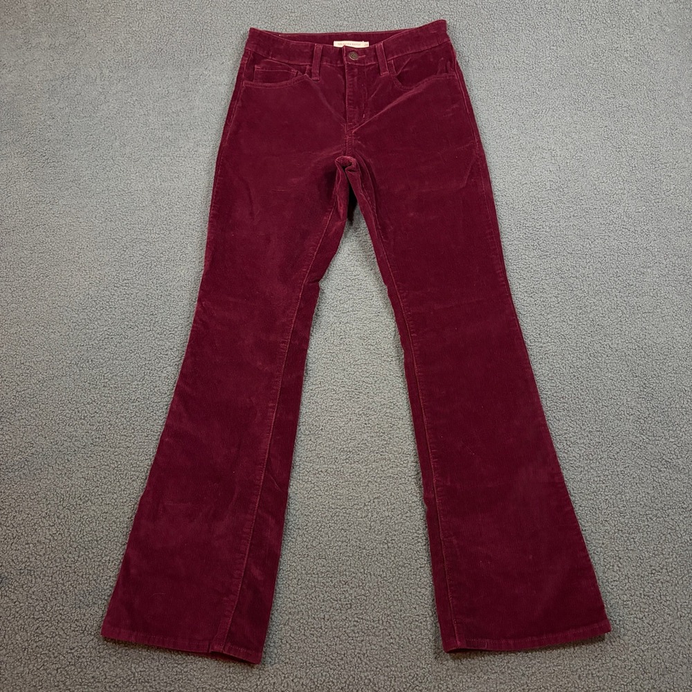 Levi's 725 High Rise Bootcut Pants Womens 28 Burgundy Corduroy 18759-0192 Flare